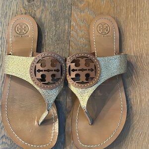 Tory Burch gold and brown sandals